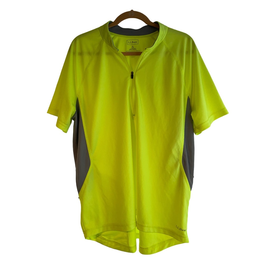 LLBean Men Short Sleeve Cycling Jersey Size: XL Neon Yellow